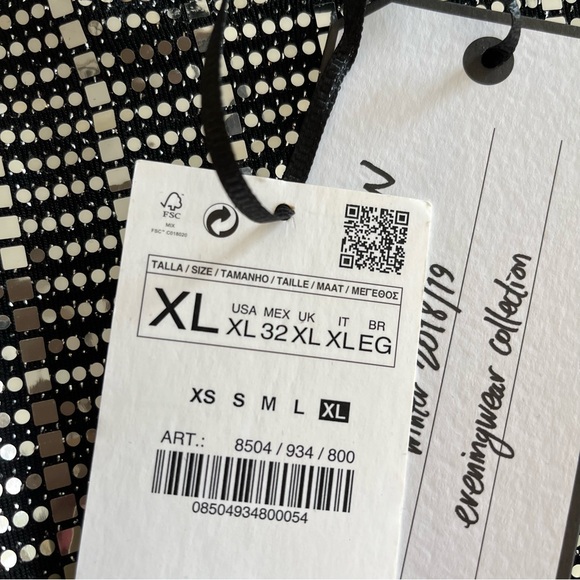 NWT Zara Black Sequins Mirror Cutout Cocktail Mini Dress - Picture 6 of 9